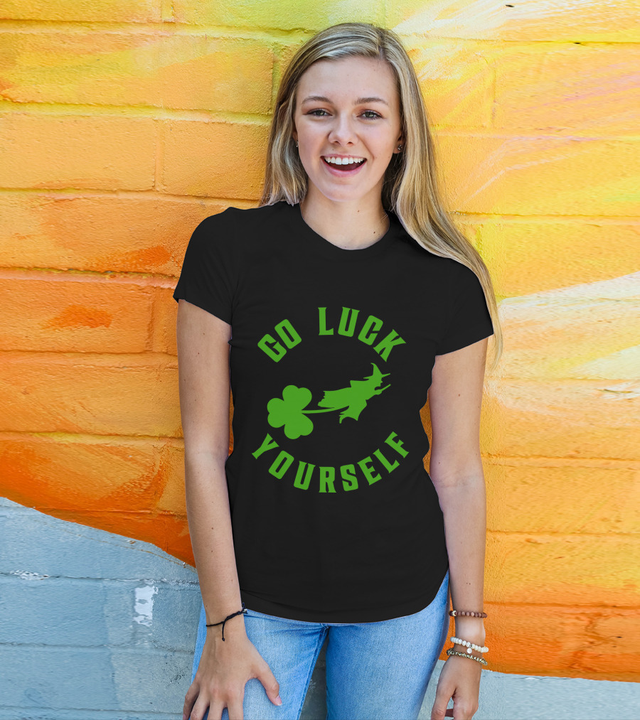Wicked St. Patrick's Day Go Luck Yourself Shamrock Witch T-Shirt