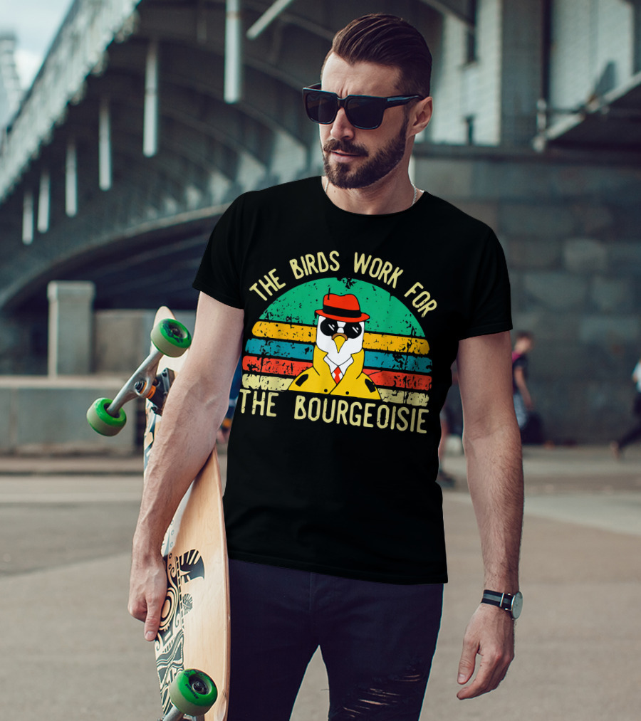 The Birds Work For The Bourgeoisie Retro Style Penguin In Hat And Sunglasses T-Shirt