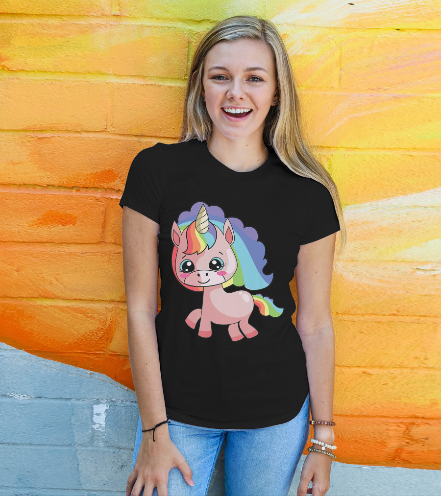 Cute Rainbow Unicorn For Unicorn Lover T-Shirt