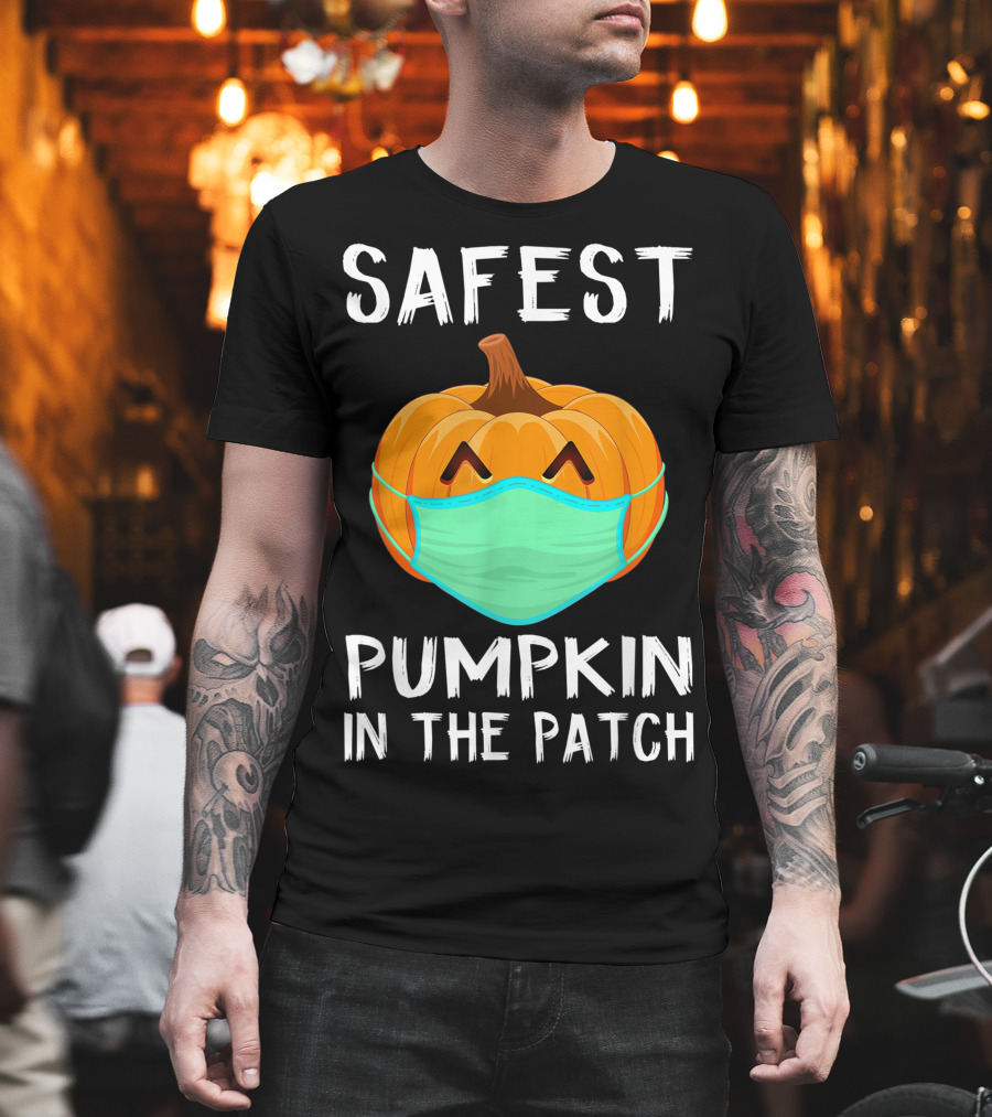 Safest Pumpkin In The Patch Halloween Costume With Face Mask T-Shirt