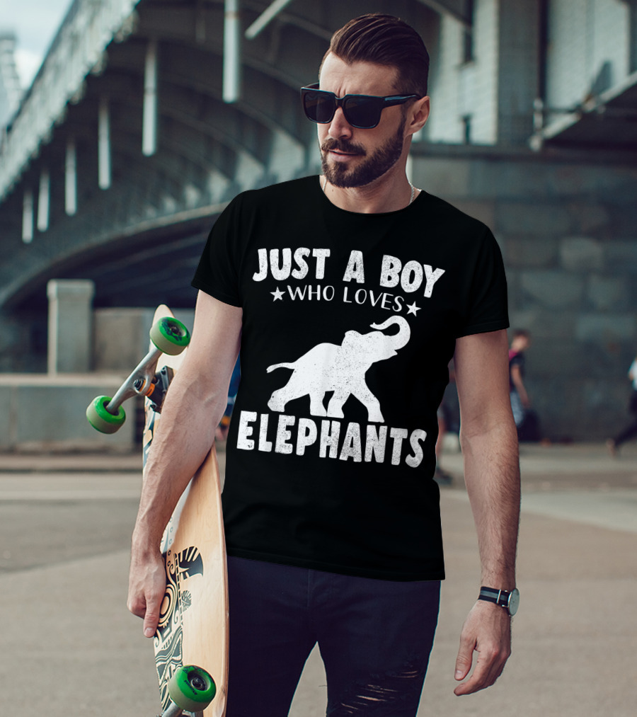 Just A Boy Who Loves Elephants Cool Animals Lover Basic T-Shirt