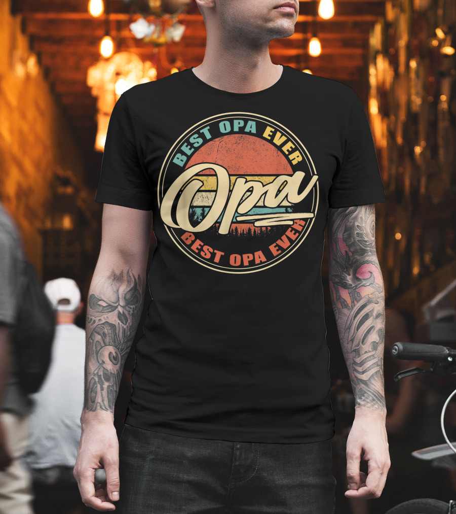 Best Opa Ever Vintage Sunset Forest T-Shirt