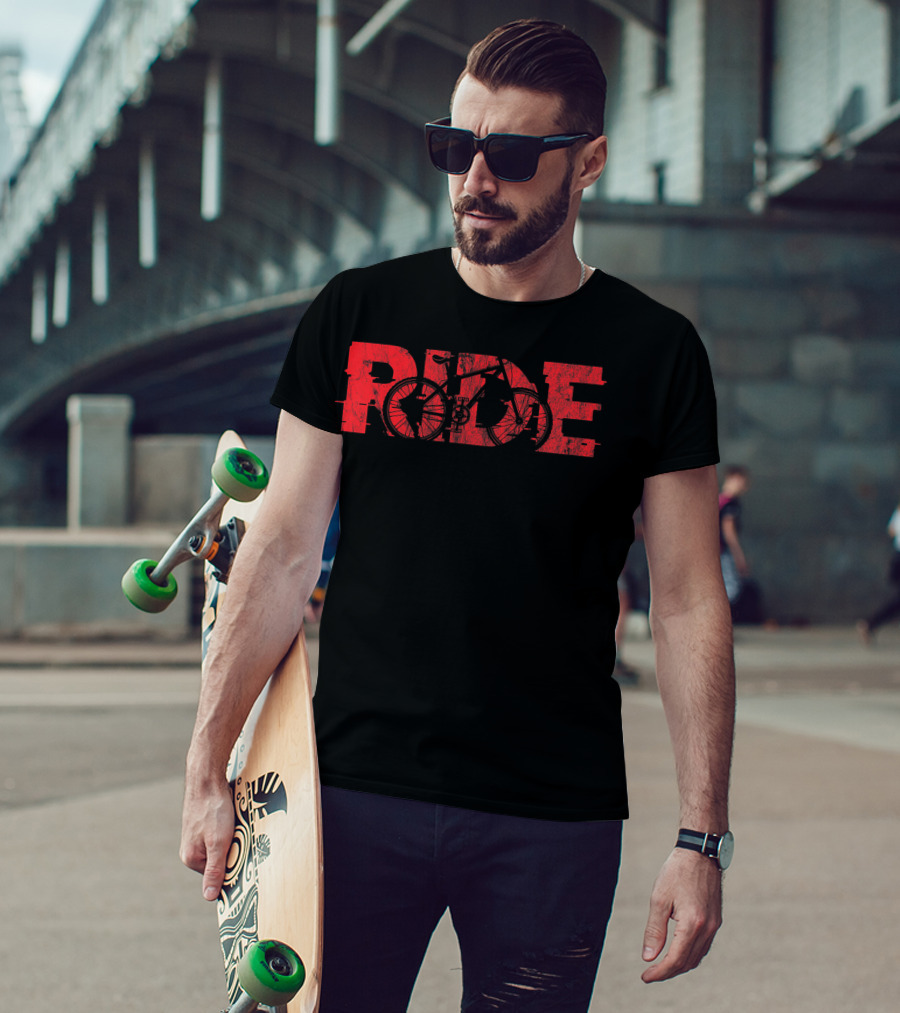 Mountain Bike MTB Ride Bicycle Cyclist Biker RIDE T-Shirt
