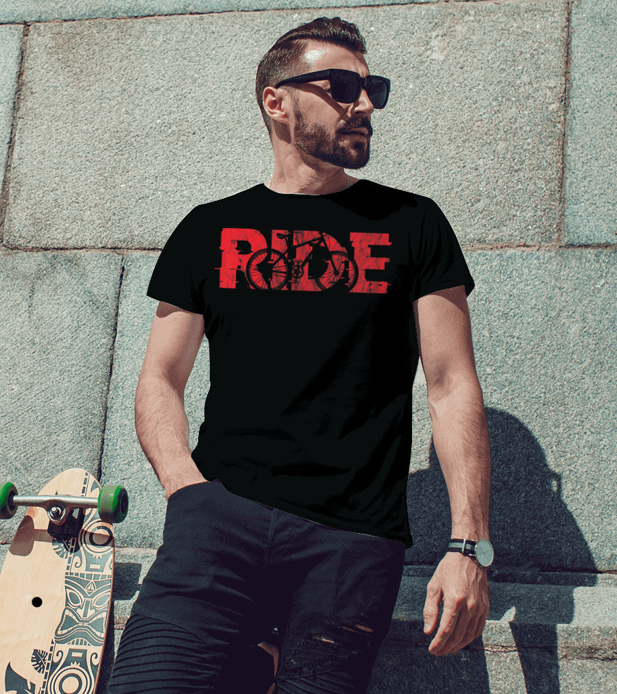 Mountain Bike MTB Ride Bicycle Cyclist Biker RIDE T-Shirt