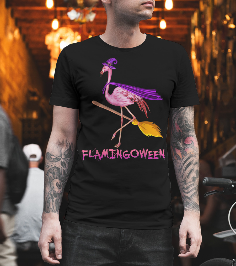 Flamingoween Funny Flamingo Witch Halloween Costume Best T-Shirt