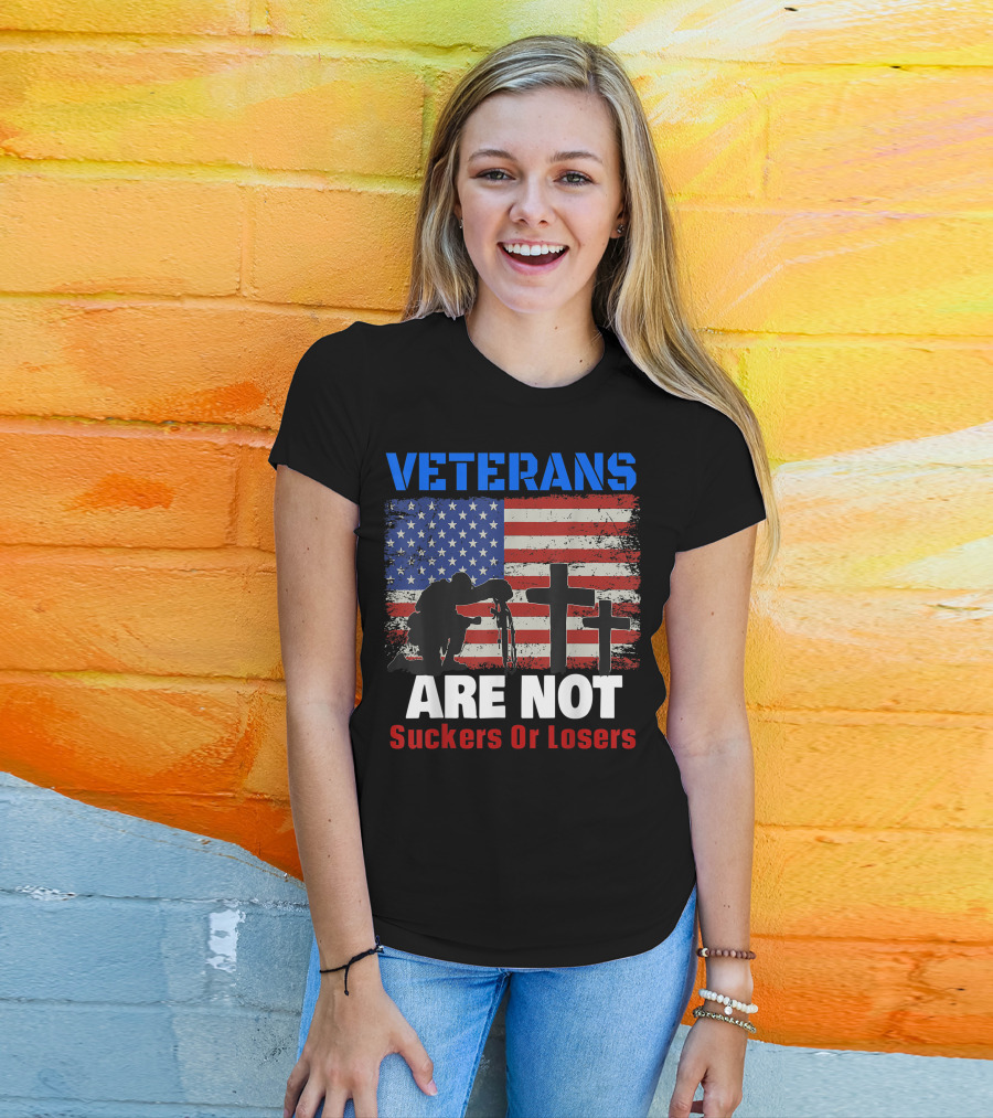 Veterans Are Not Suckers Or Losers Trump Vote Out American Flag Military T-Shirt