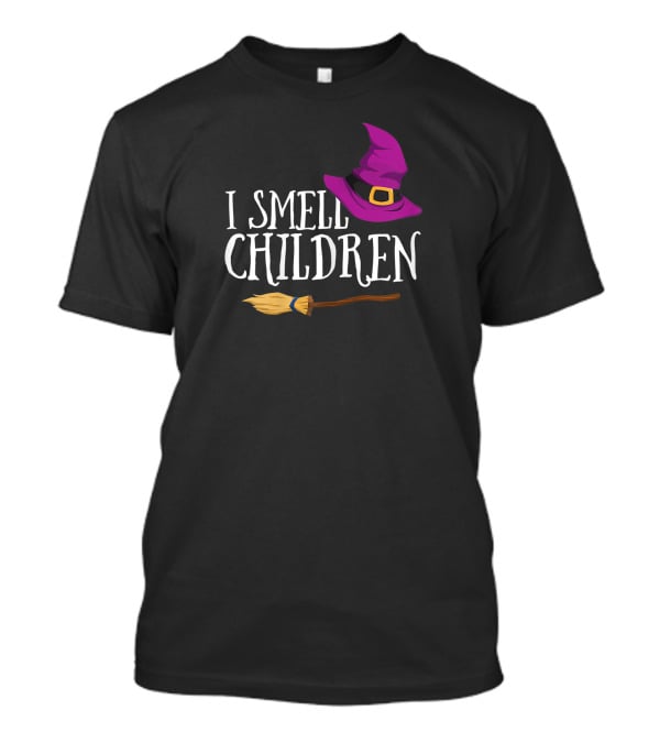 I Smell Children Halloween Witch Hat And Broom T-Shirt
