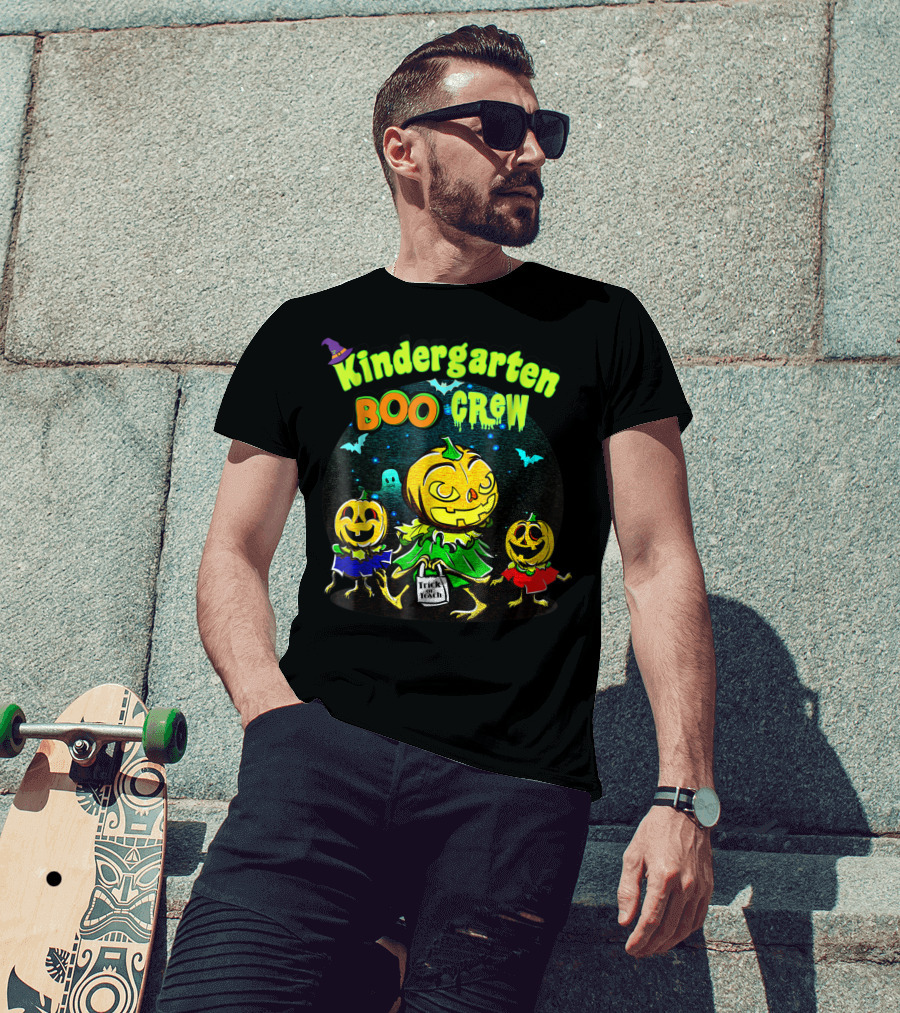 Kindergarten Boo Crew Halloween Trick Or Teach Pumpkin Gang T-Shirt