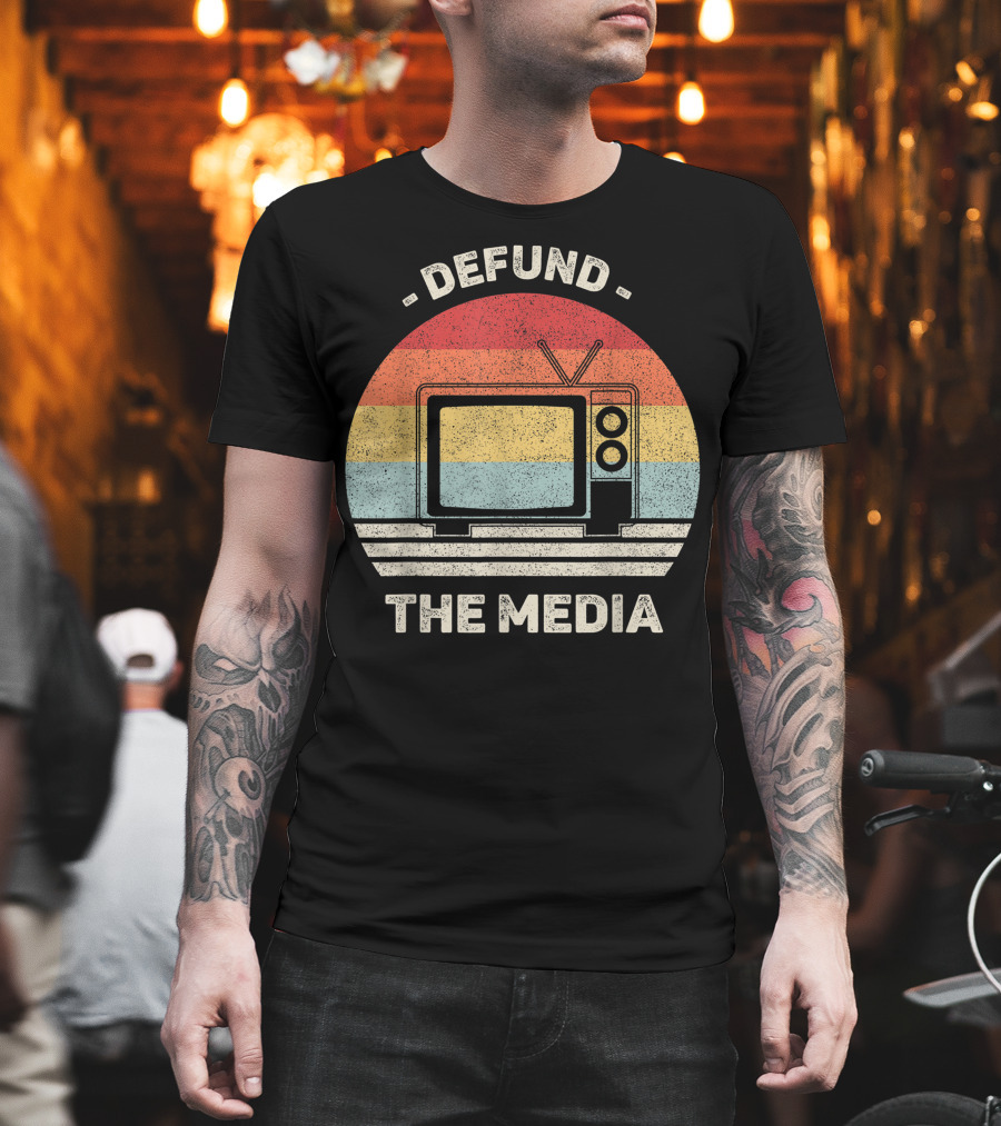 Defund The Media Vintage TV Protest Fake News T-Shirt