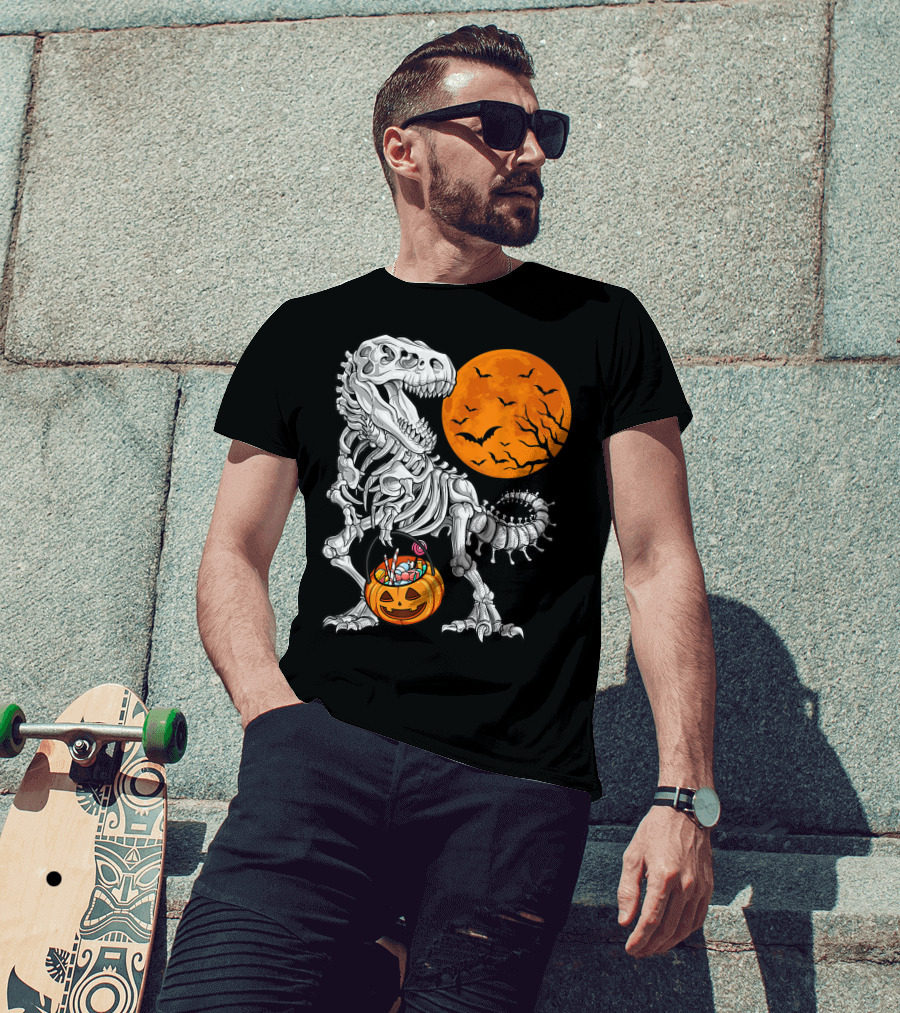Dinosaur Skeleton Rex Scary Halloween T-Shirt