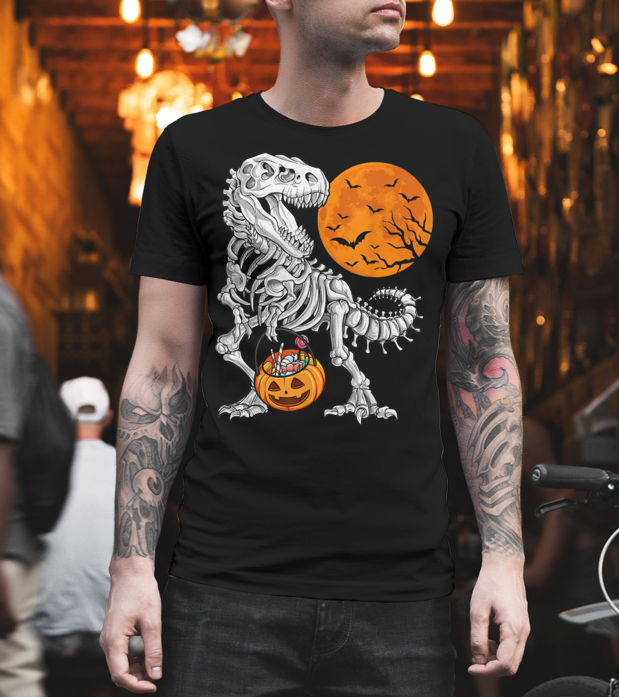 Dinosaur Skeleton Rex Scary Halloween T-Shirt