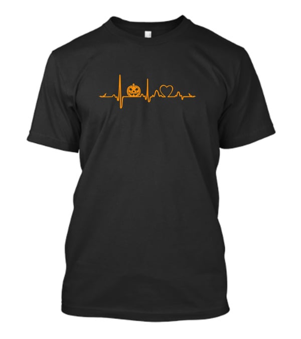 Pumpkin Heartbeat Halloween Jack-O'-Lantern Heart Bats T-Shirt