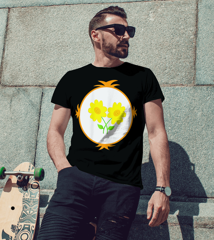 I Care Funny Halloween Bear Costume Best Friend Smiling Flowers T-Shirt
