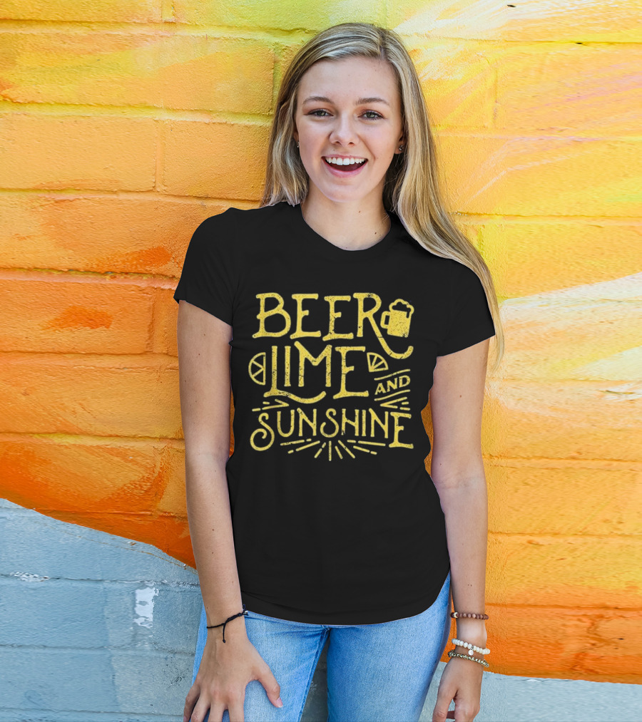 Beer Lime And Sunshine Funny Mexican Cinco Concept T-Shirt