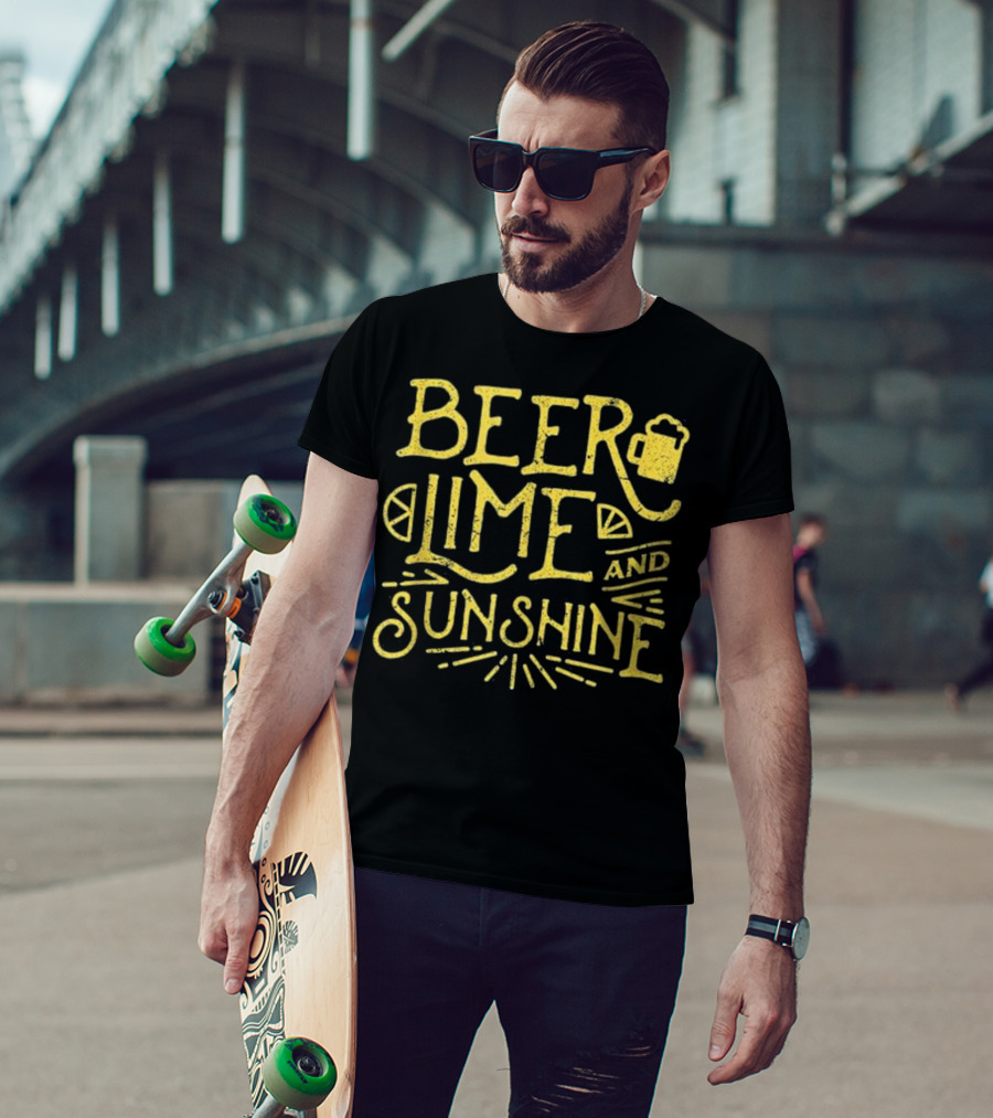 Beer Lime And Sunshine Funny Mexican Cinco Concept T-Shirt