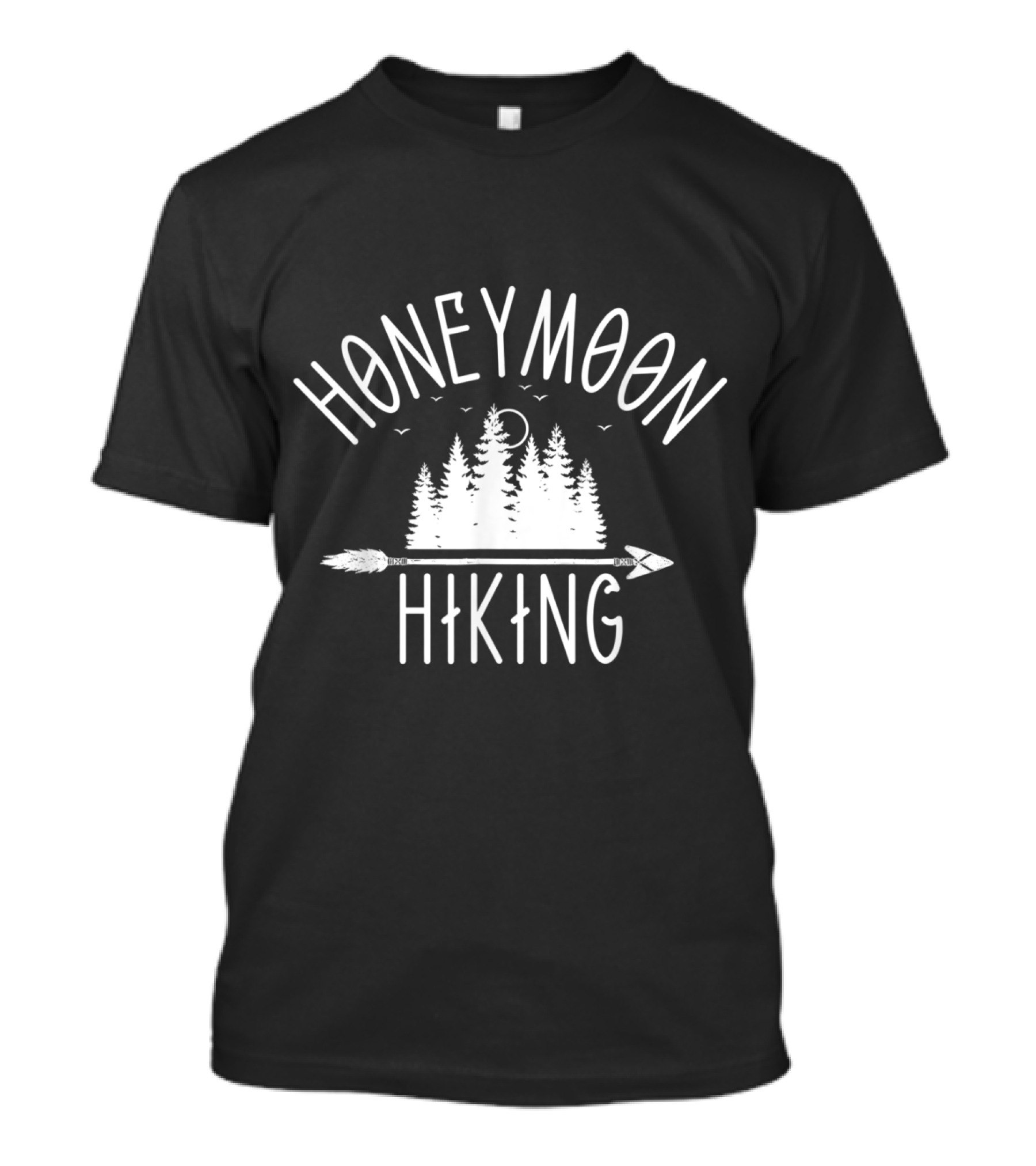 Honeymoon Hiking Adventure Forest Arrow Just Married Trek Lovers T-Shirt