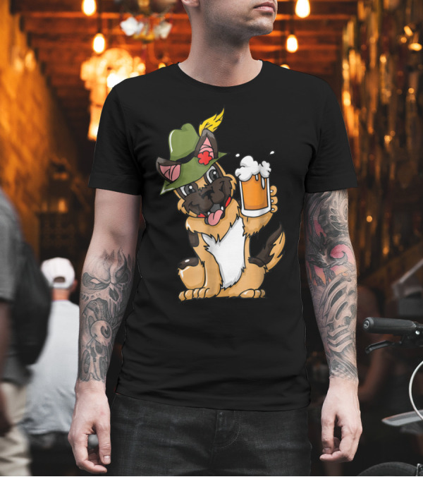 German Shepherd Oktoberfest Beer Celebration With Dog Wearing Traditional Hat T-Shirt German Shepherd Oktoberfest Beer Celebration With Dog Wearing Traditional Hat T-Shirt