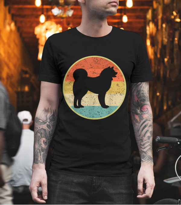 Akita Dog Vintage Style Silhouette Retro Sunset Circle T-Shirt Akita Dog Vintage Style Silhouette Retro Sunset Circle T-Shirt