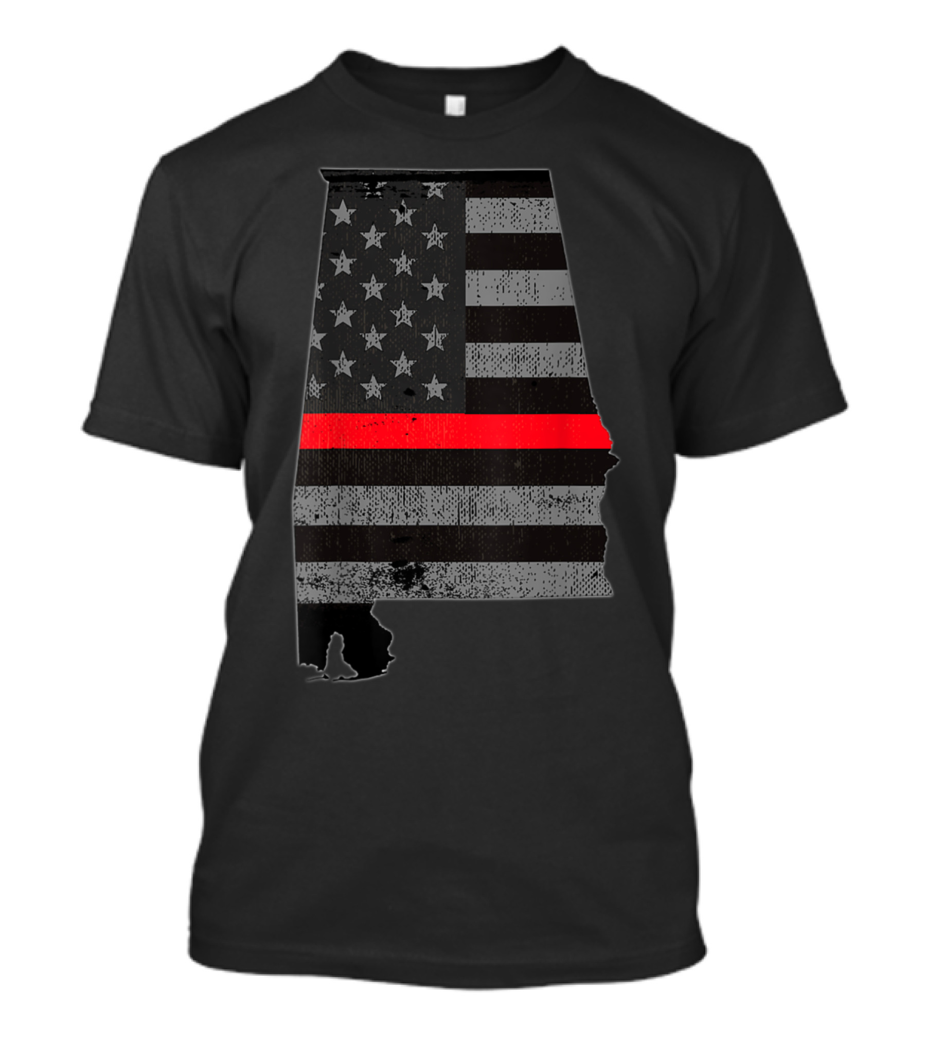 Alabama Thin Red Line Firefighters Support With American Flag T-Shirt