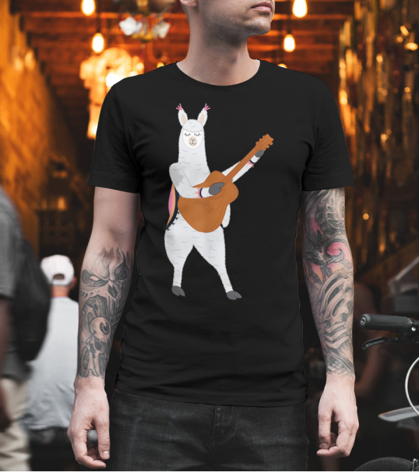 Alpaca Joyfully Strumming Classical Guitar T-Shirt Alpaca Joyfully Strumming Classical Guitar T-Shirt