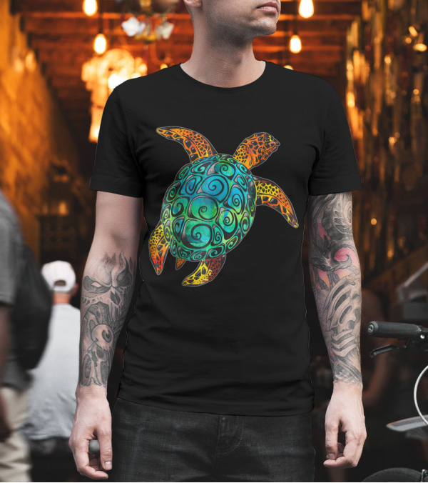 Cosmic Watercolor Sea Turtle Swirls and Patterns in Vibrant Blues and Greens T-Shirt Cosmic Watercolor Sea Turtle Swirls and Patterns in Vibrant Blues and Greens T-Shirt
