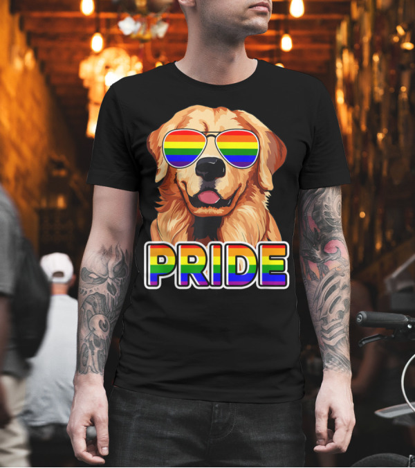 Golden Retriever Pride Rainbow Sunglasses Flag T-Shirt Golden Retriever Pride Rainbow Sunglasses Flag T-Shirt