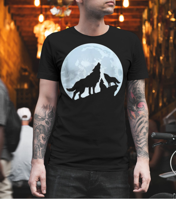 Wolf Howling At the Full Moon Trio T-Shirt Wolf Howling At the Full Moon Trio T-Shirt