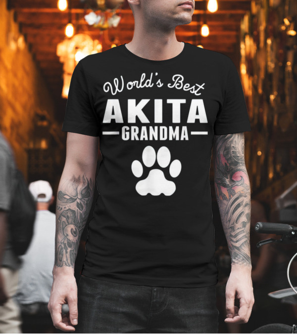 World's Best Akita Grandma Paw Prints T-Shirt World's Best Akita Grandma Paw Prints T-Shirt