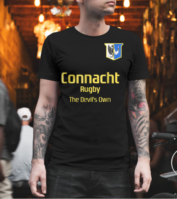 Connacht Rugby The Devil's Own Vintage 70s Retro Crest T-Shirt Connacht Rugby The Devil's Own Vintage 70s Retro Crest T-Shirt