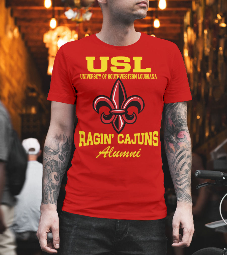 USL University Of Southwestern Louisiana Ragin' Cajuns Alumni Fleur-de-Lis T-Shirt