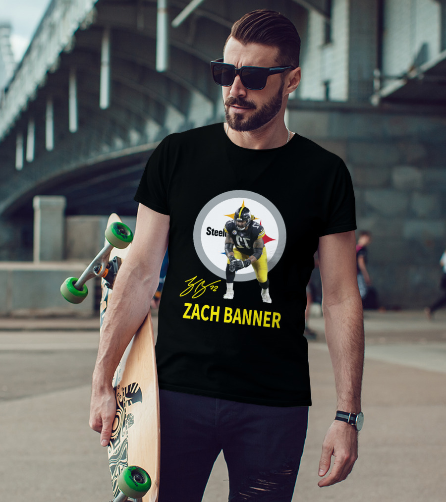 Steelers Zach Banner 72 Signature Pittsburgh Football T-Shirt