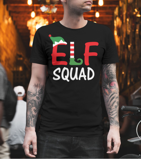 Elf Squad Christmas Family Group Funny Holiday Hat and Striped Boot T-Shirt Elf Squad Christmas Family Group Funny Holiday Hat and Striped Boot T-Shirt