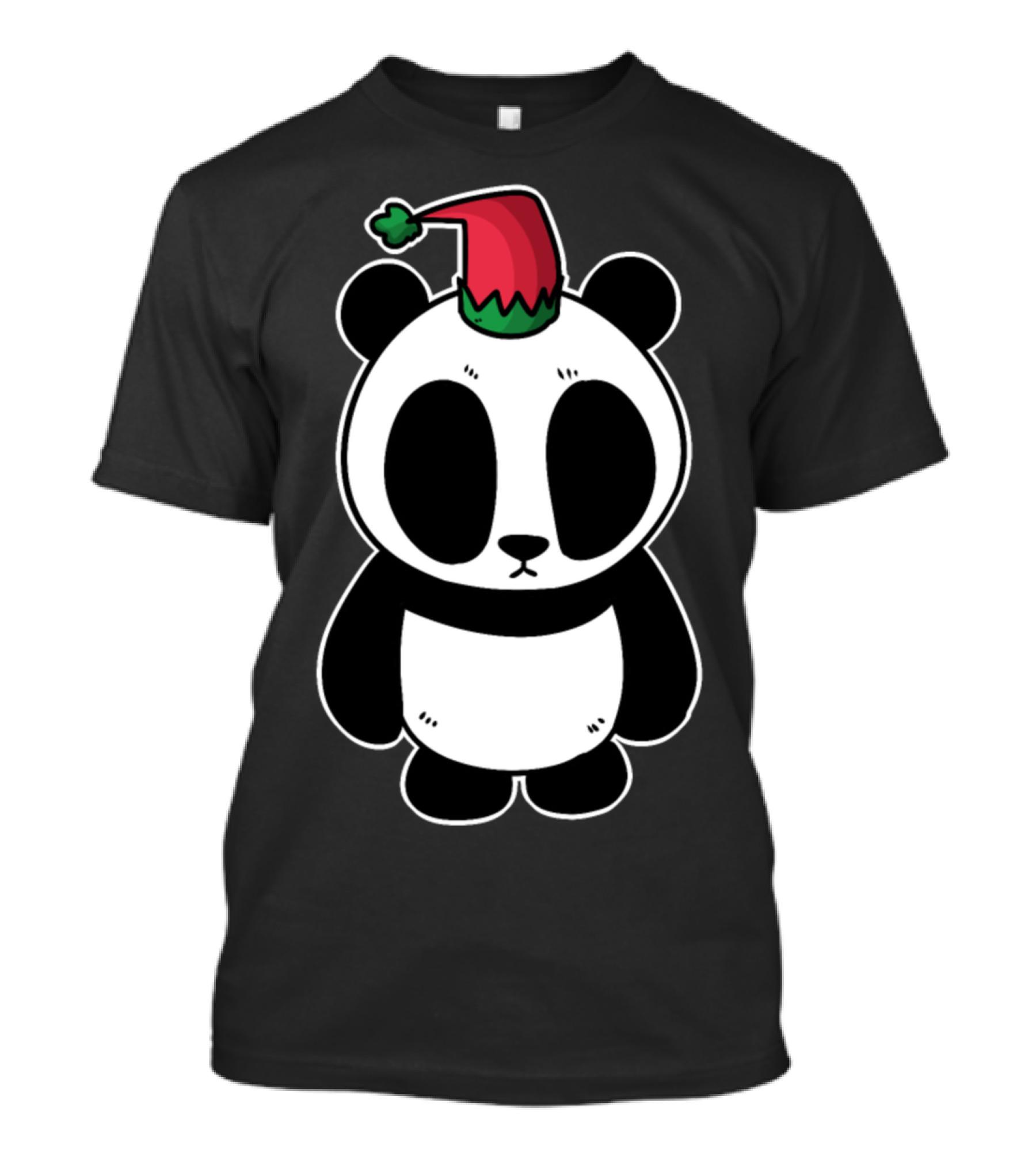 Elves Fable Gnome Dwarfs Panda Wearing Santa Hat T-Shirt