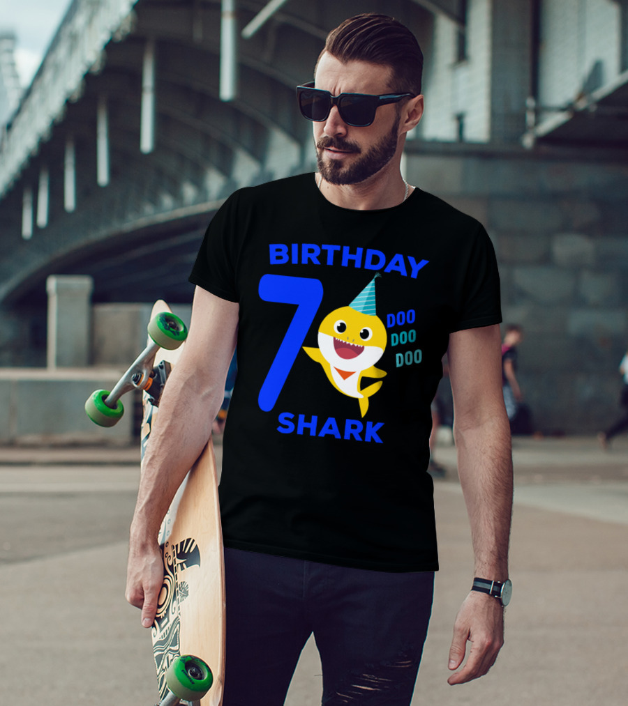 Birthday 7 Shark Doo Doo Doo Song Party Hat T-Shirt