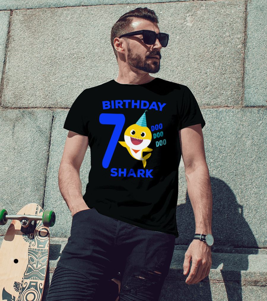 Birthday 7 Shark Doo Doo Doo Song Party Hat T-Shirt