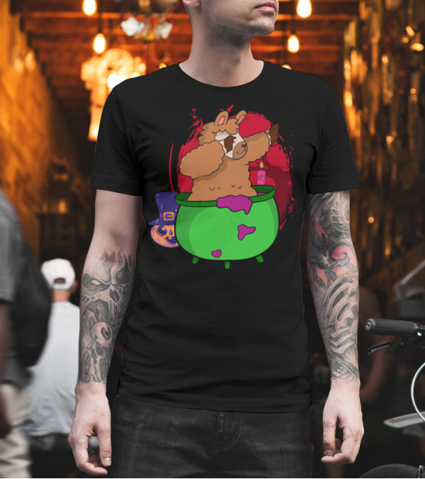 Dabbing Halloween Alpaca Llama in Cauldron with Witch Hat and Candle T-Shirt Dabbing Halloween Alpaca Llama in Cauldron with Witch Hat and Candle T-Shirt