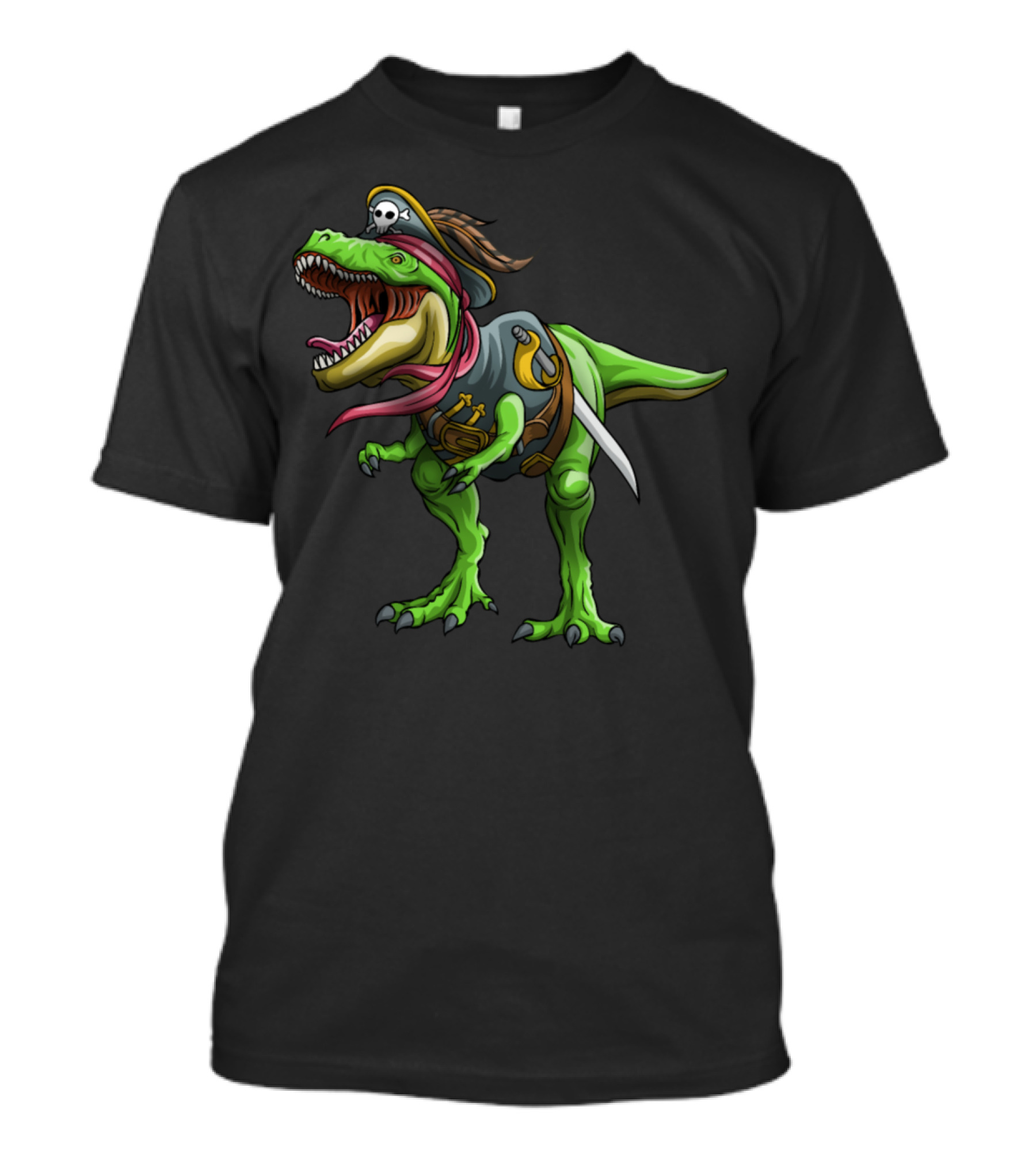 Dinosaur Rex Pirate Jolly Roger Funny Dino T-Shirt