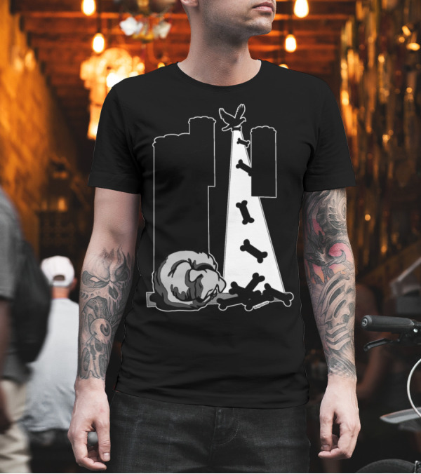 Sleeping Dogs Lie Bones and Bird Urban Scene T-Shirt Sleeping Dogs Lie Bones and Bird Urban Scene T-Shirt