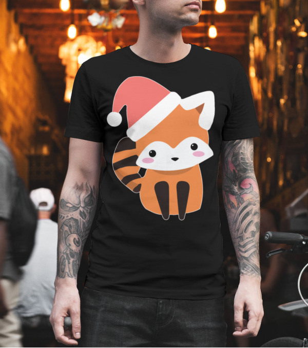 Red Panda Bear with Santa Hat Christmas T-Shirt Red Panda Bear with Santa Hat Christmas T-Shirt