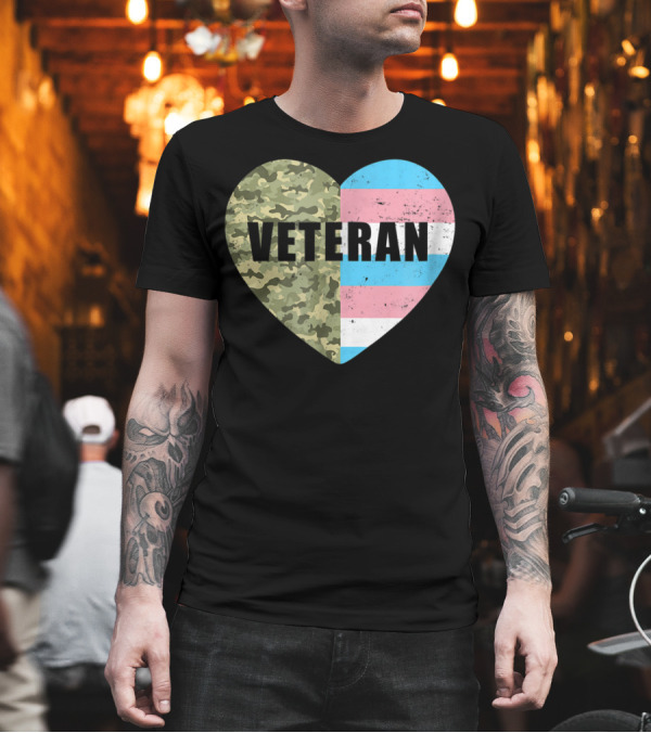 Veteran Camouflage Transgender Pride Heart Flag T-Shirt Veteran Camouflage Transgender Pride Heart Flag T-Shirt