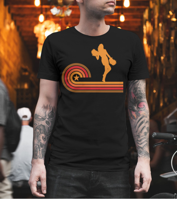 Retro Cheerleader with Star and Stripes T-Shirt Retro Cheerleader with Star and Stripes T-Shirt