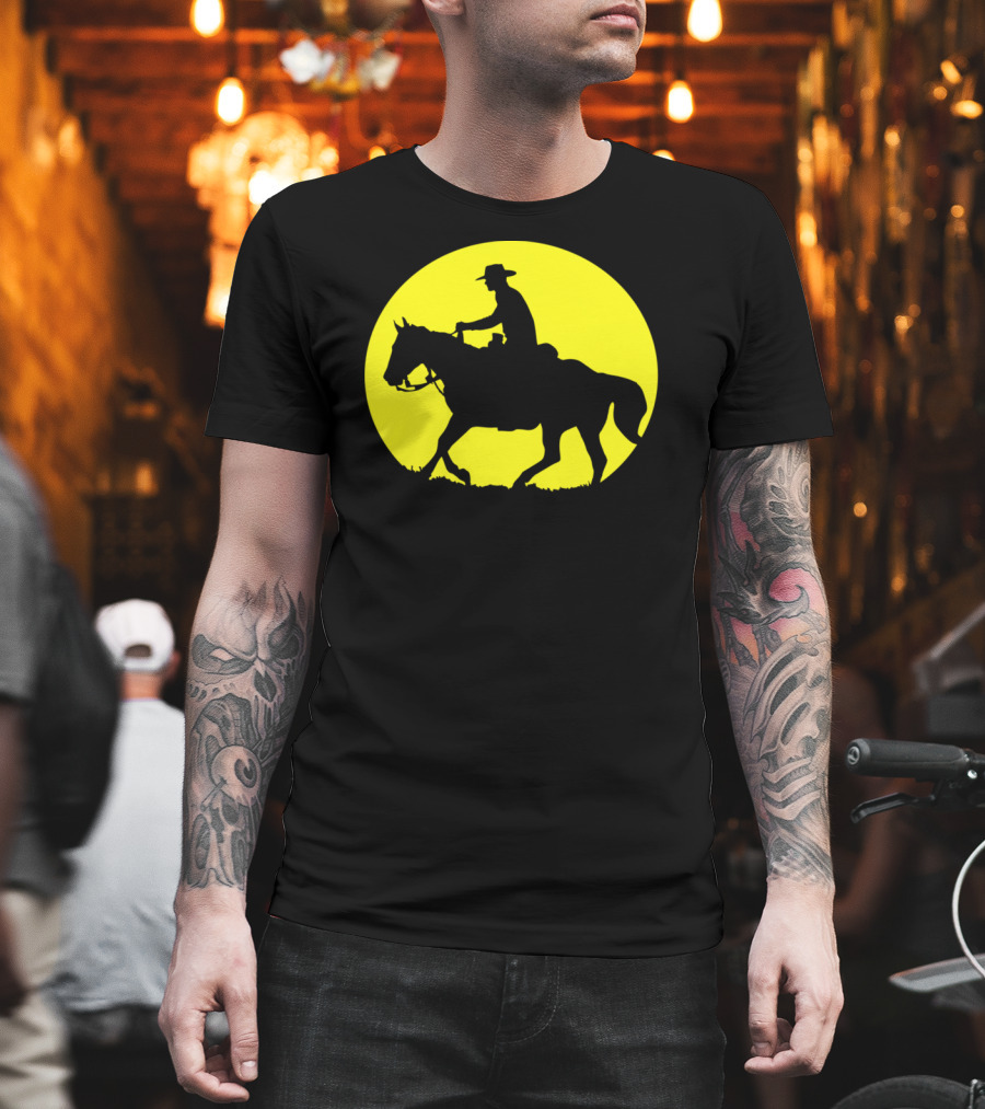 Cowboy Riding At Sunset With Horse T-Shirt