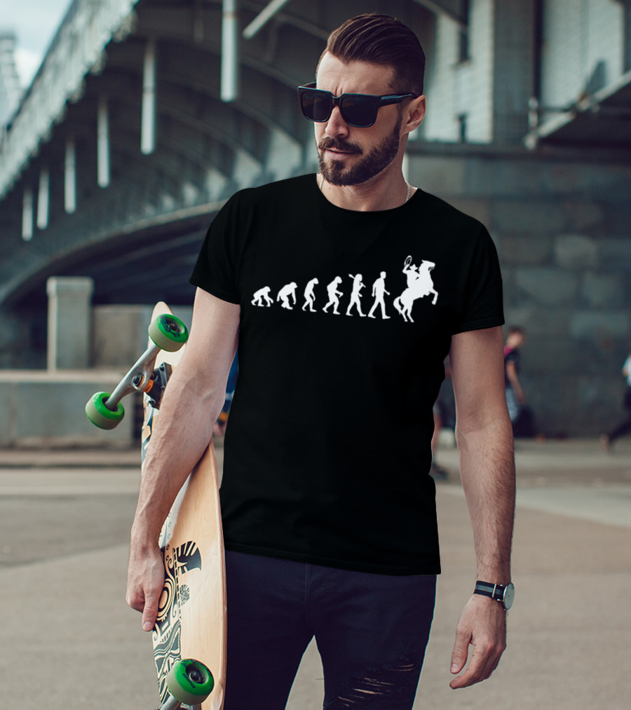 Cowboy Evolution Evolution Of Cowboy Riding Horse T-Shirt