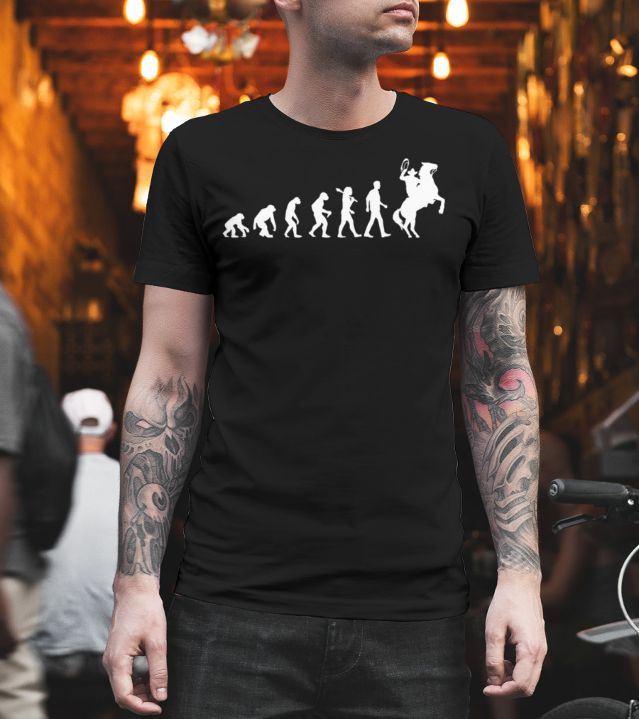 Cowboy Evolution Evolution Of Cowboy Riding Horse T-Shirt