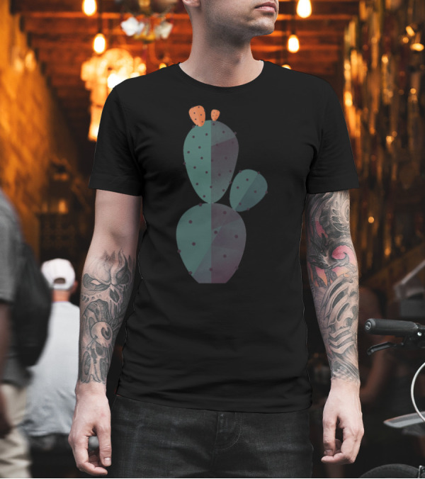 A Singular Cactus with Geometric Prickly Pear Elements T-Shirt A Singular Cactus with Geometric Prickly Pear Elements T-Shirt