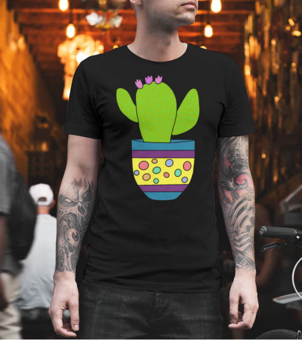 Cactus with Flowers in Colorful Pot Just Give Me A Hug T-Shirt Cactus with Flowers in Colorful Pot Just Give Me A Hug T-Shirt