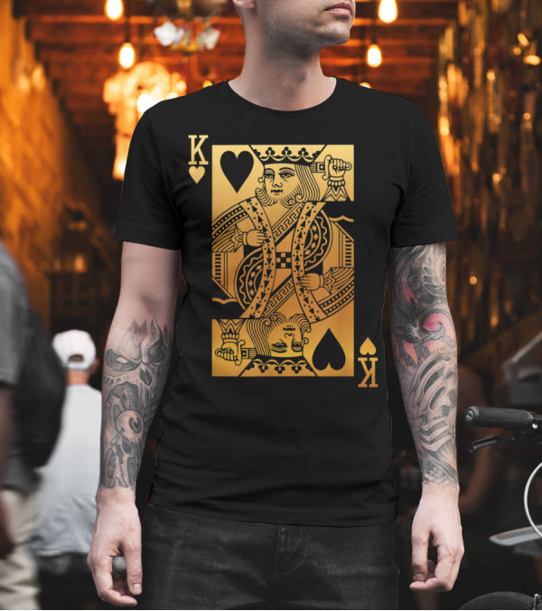 King of Hearts Card Gold Playing Card T-Shirt King of Hearts Card Gold Playing Card T-Shirt