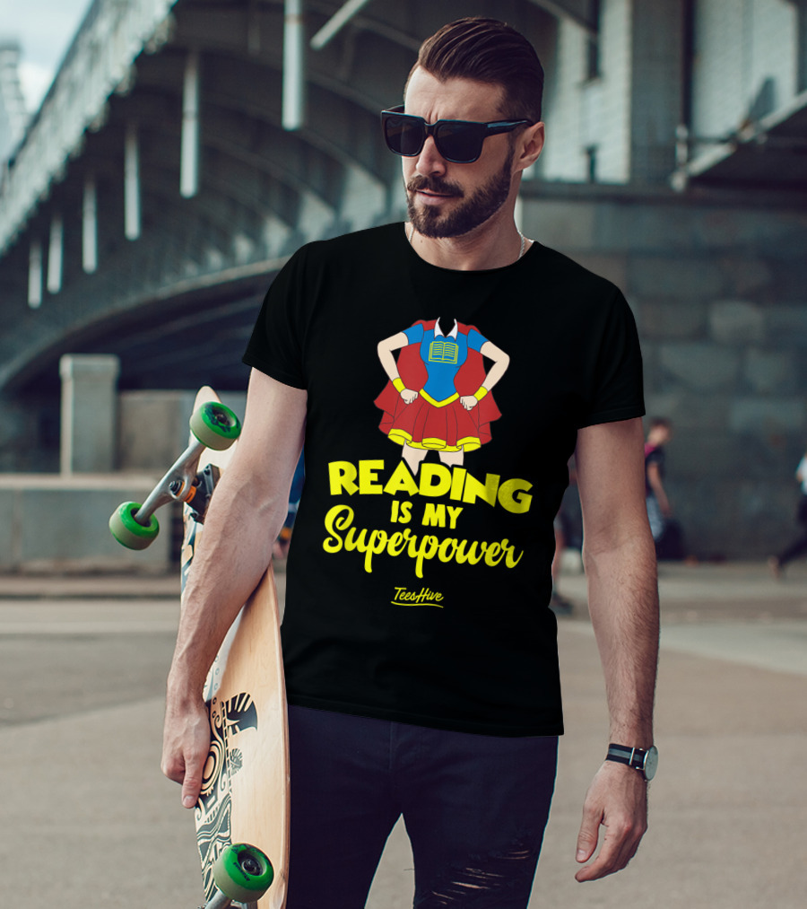 Reading Is My Superpower Superhero Costume Book Reader T-Shirt