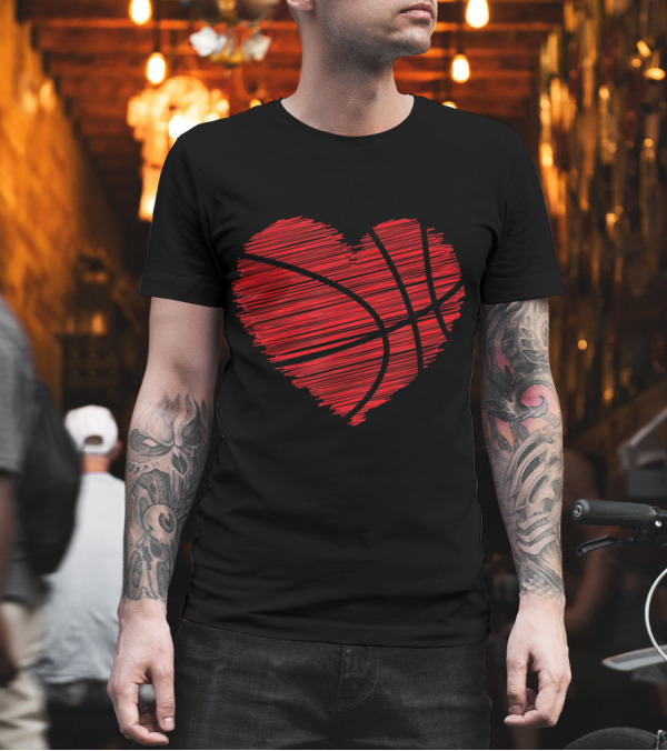 Heart-Shaped Love Valentines Day Basketball T-Shirt Heart-Shaped Love Valentines Day Basketball T-Shirt