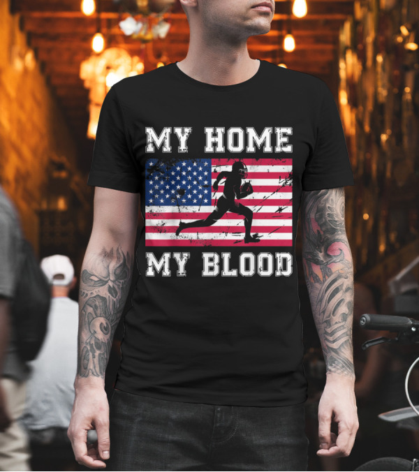 My American Football Home My Blood Vintage USA Flag T-Shirt My American Football Home My Blood Vintage USA Flag T-Shirt